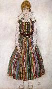 Portrait of Edith Schiele in a Striped Dress, Egon Schiele